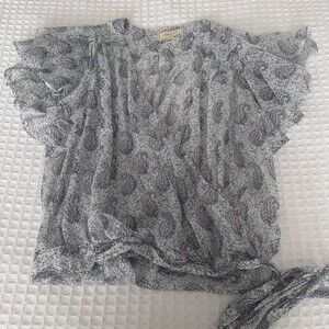 Moulinette Soeurs Silk Faux Wrap Blouse Top Size 4 Anthropologie